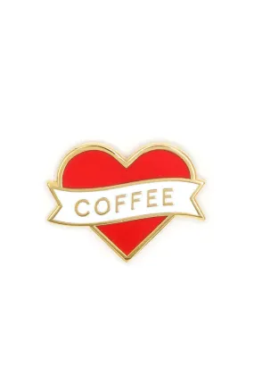 Heart Coffee Enamel Pin (1" wide)