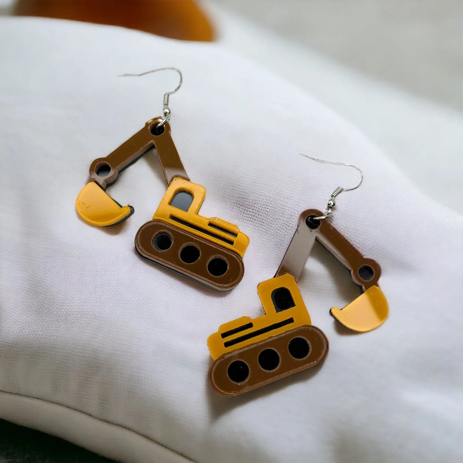 Heavy Equipment Earrings - Bulldozer Earrings, Construction Earrings, Backhoe, Truck Earrings