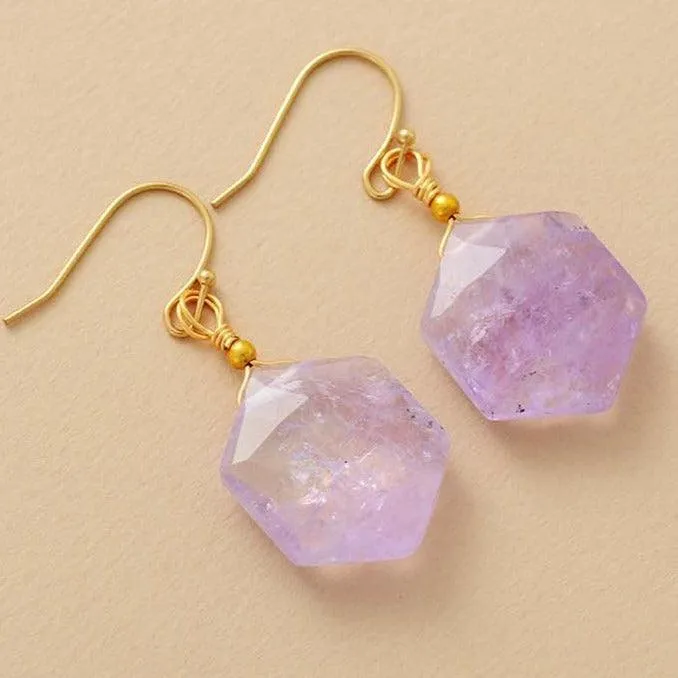 Hexa Soft Purple Amethyst Drop Earrings