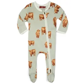 Highland Cow Zipper Footed PJ