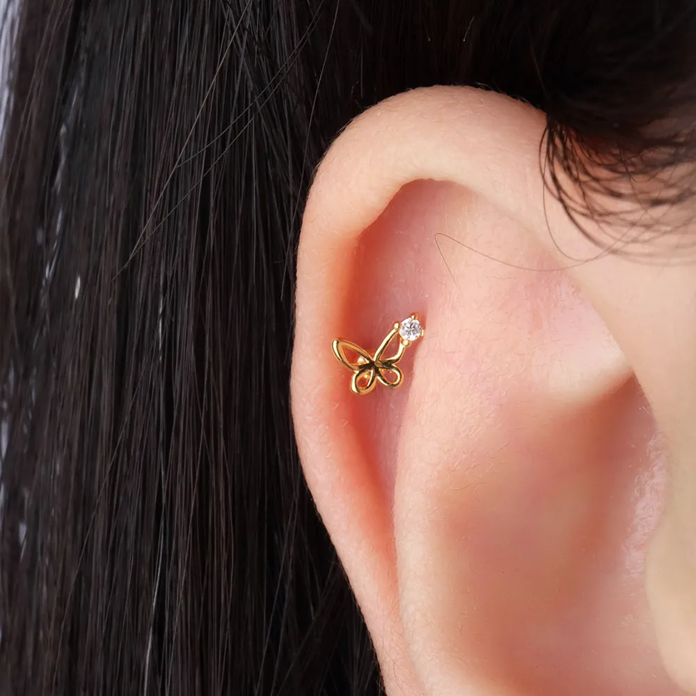 Hollow Playful Butterfly Stud