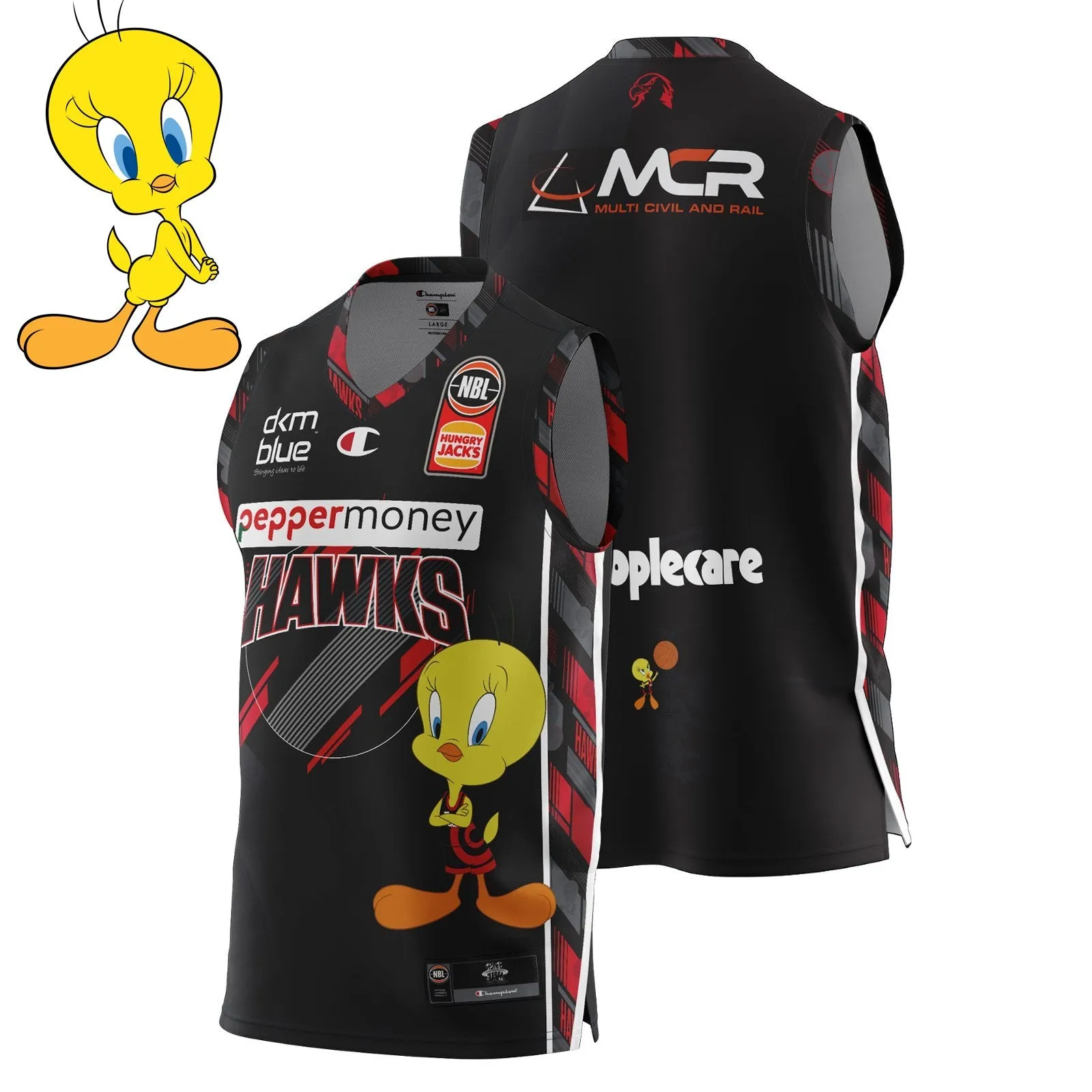 Illawarra Hawks Youth Kids Space Jam Authentic Jersey NBL Basketball by Champion