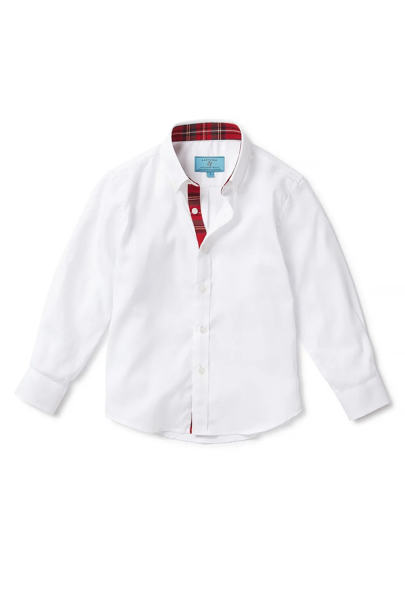 James Shirt White Oxford with Royal Stewart Trim