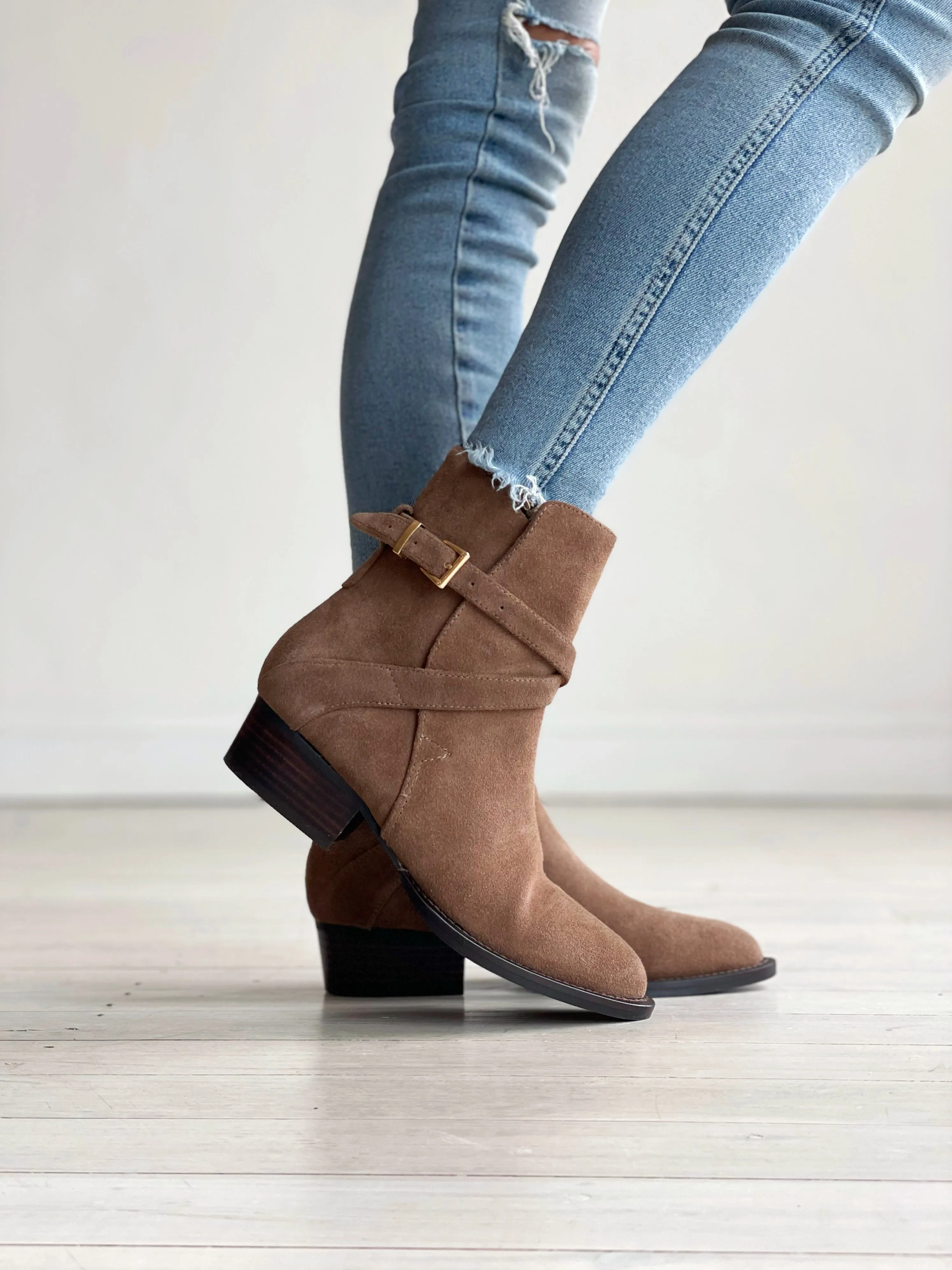 Jess Western Boot - Carob Suede