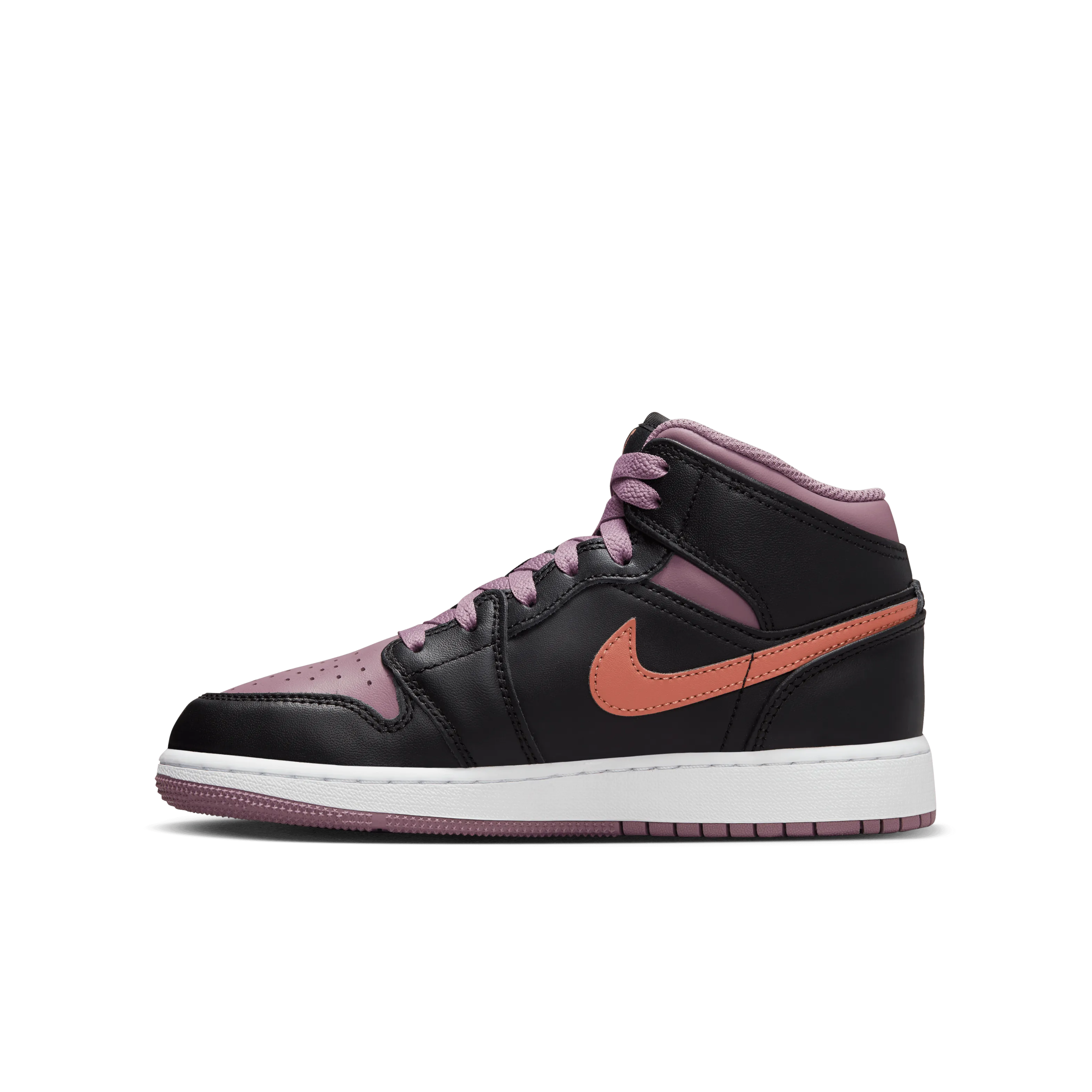 Jordan - Boy - GS Air Jordan 1 Mid SE - Black/Orange/Mauve/White