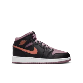 Jordan - Boy - GS Air Jordan 1 Mid SE - Black/Orange/Mauve/White