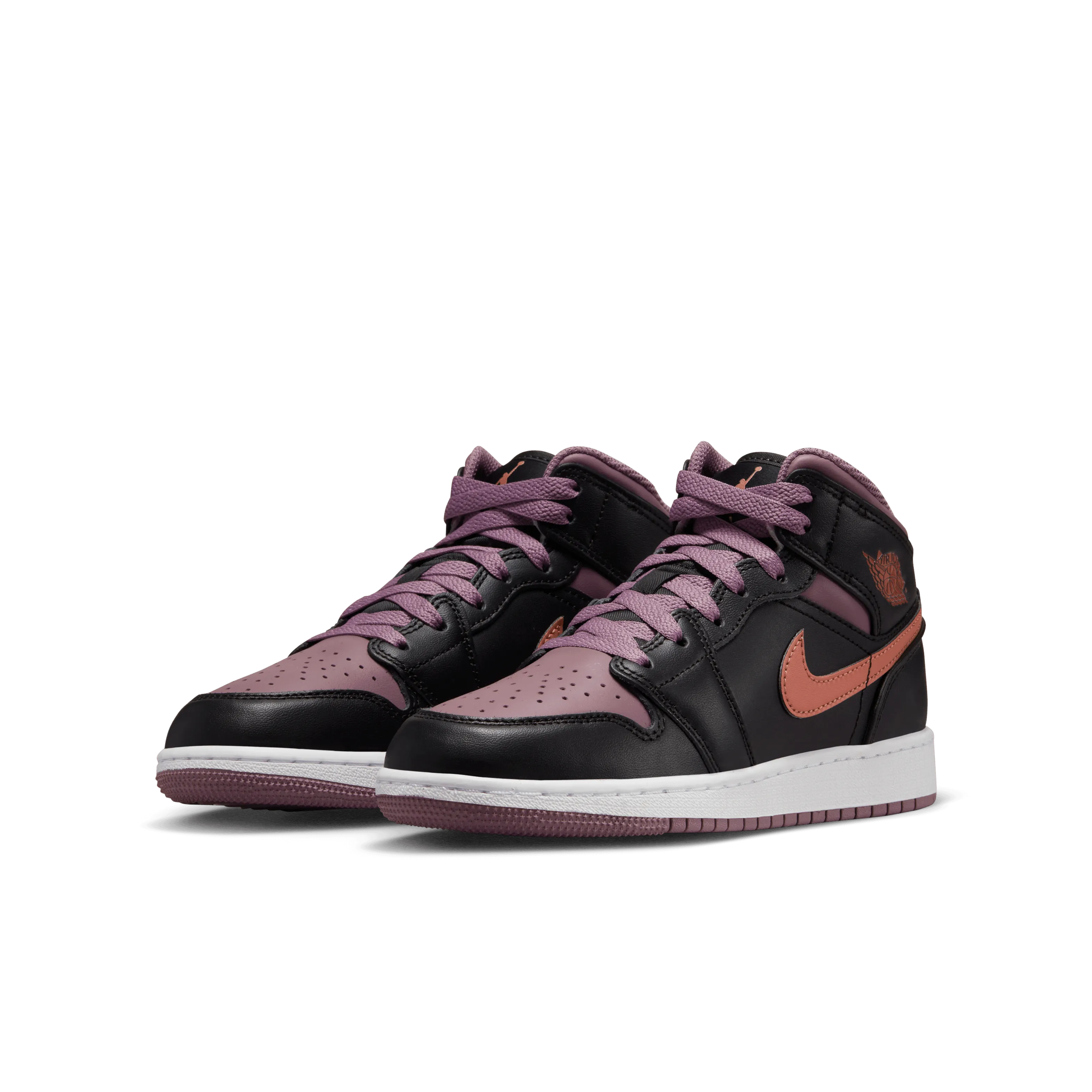 Jordan - Boy - GS Air Jordan 1 Mid SE - Black/Orange/Mauve/White