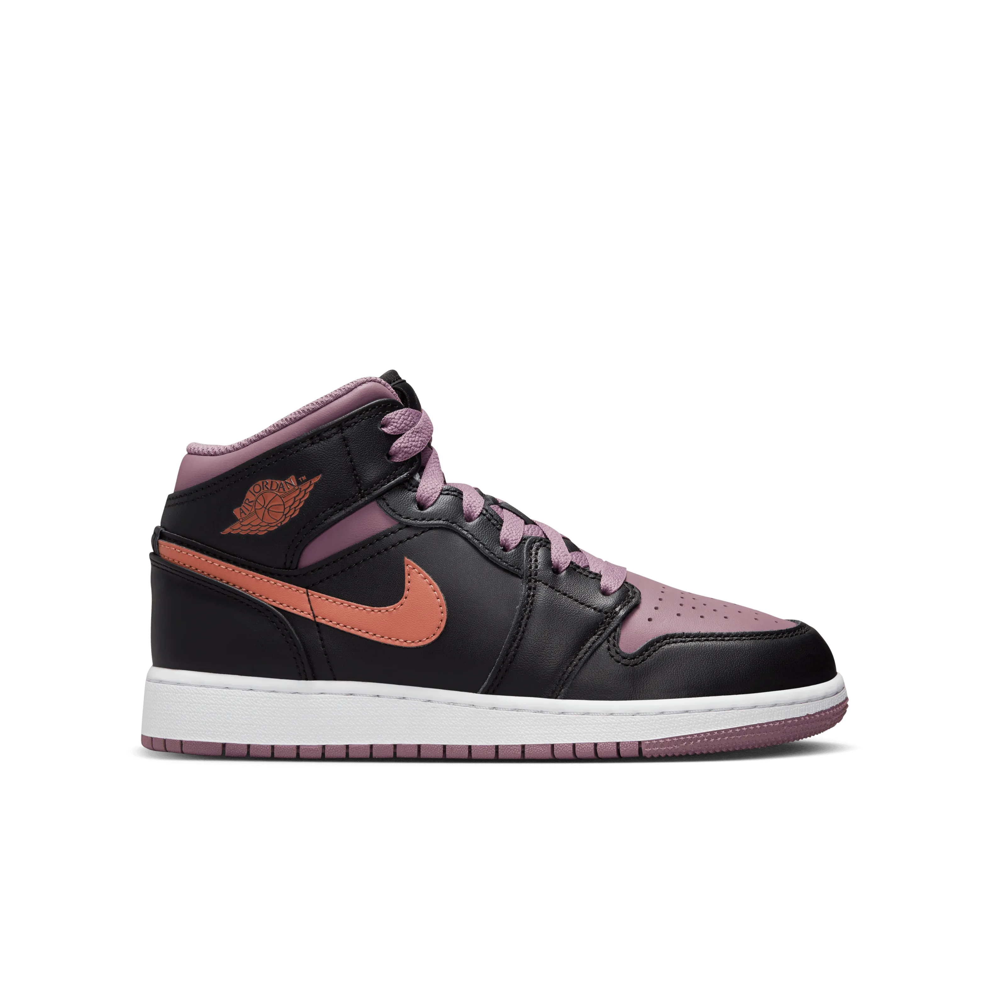 Jordan - Boy - GS Air Jordan 1 Mid SE - Black/Orange/Mauve/White