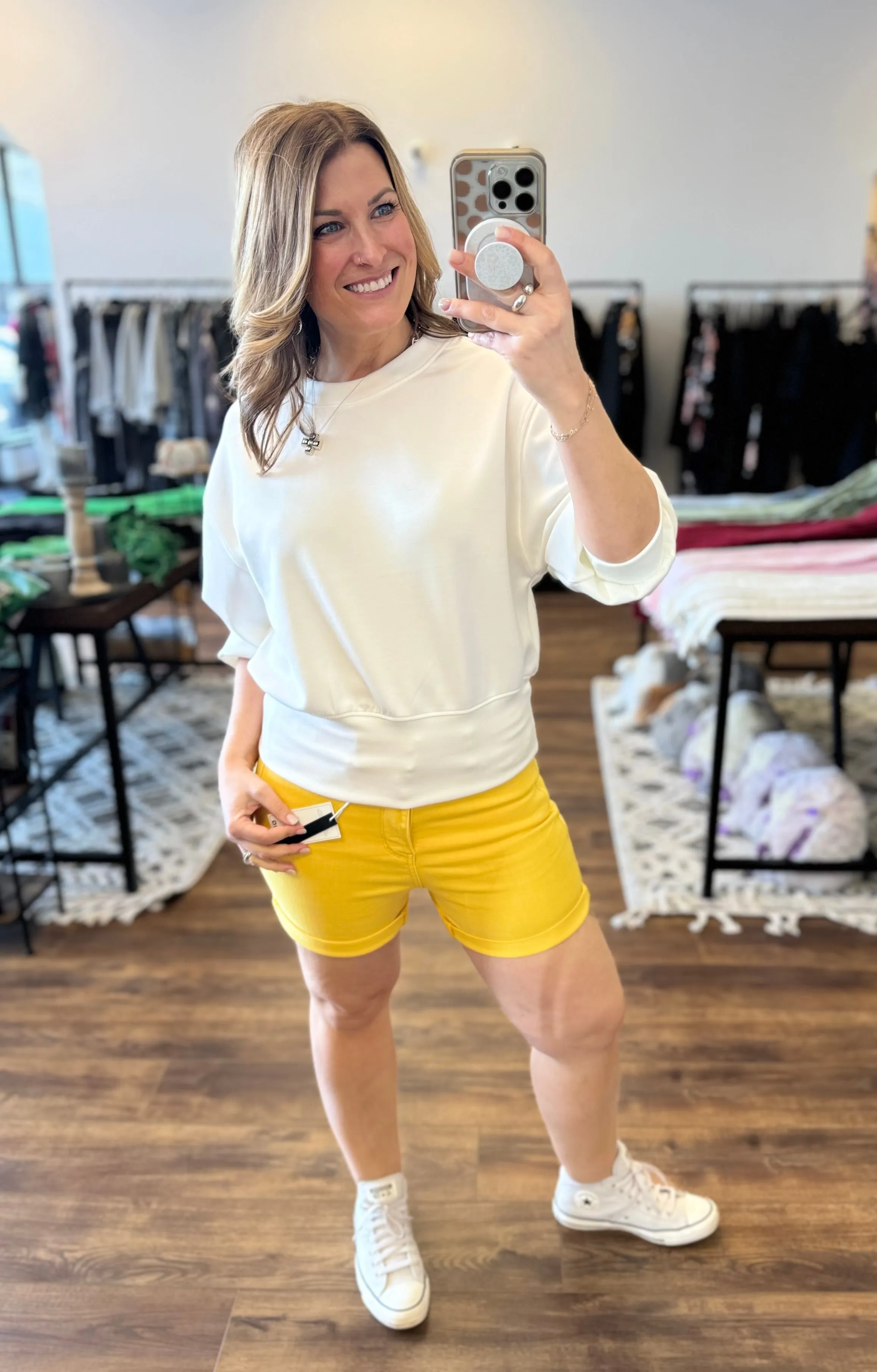 Judy Blue - Canary Yellow High Rise Tummy Control Shorts