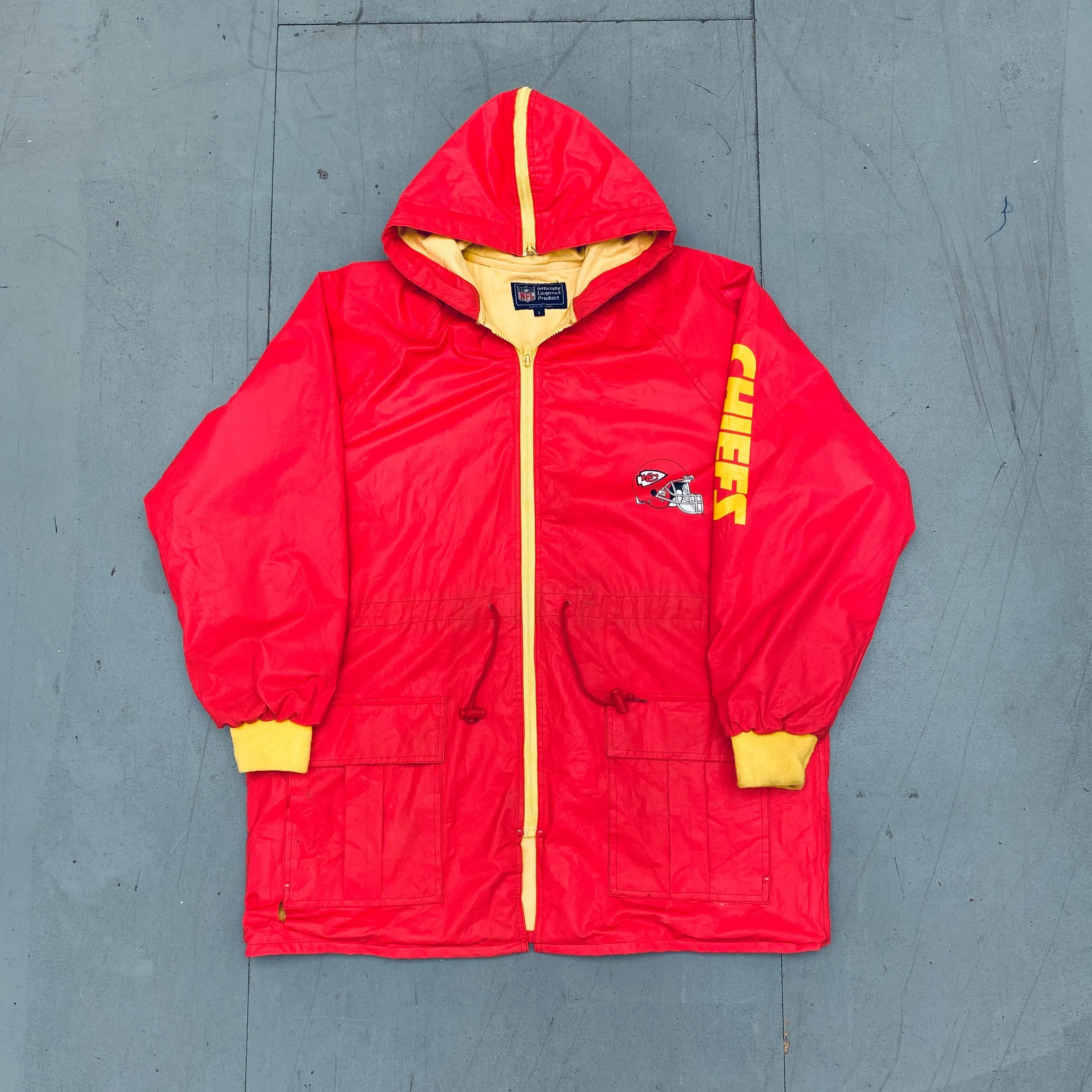 Kansas City Chiefs: 1990's Fullzip Waterproof Rain Mac (L)