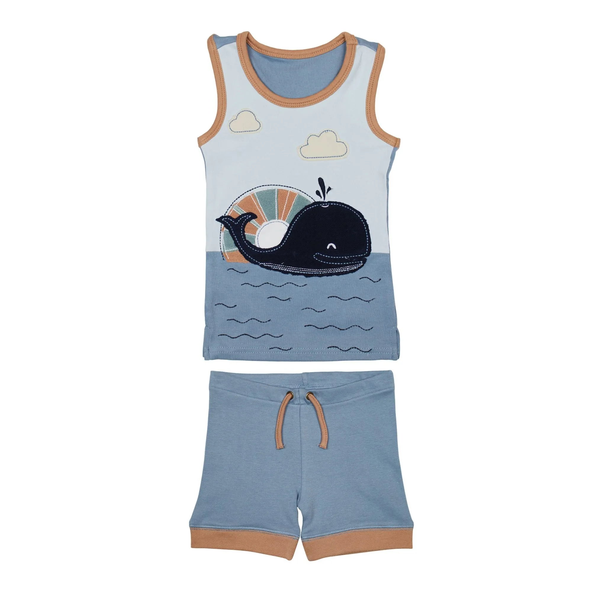 Kids' Appliqué Tank & Bike Short Set in Whale