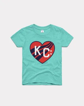 Kids KC Current Crest KC Heart Teal T-Shirt