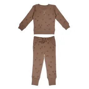 Kids' Printed Sweatshirt and Joggers Set in Latte Acorn