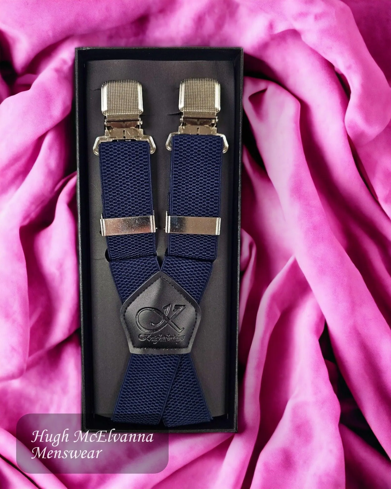 Knightsbridge NAVY Luxury Clip-On Braces