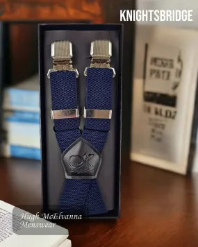 Knightsbridge NAVY Luxury Clip-On Braces