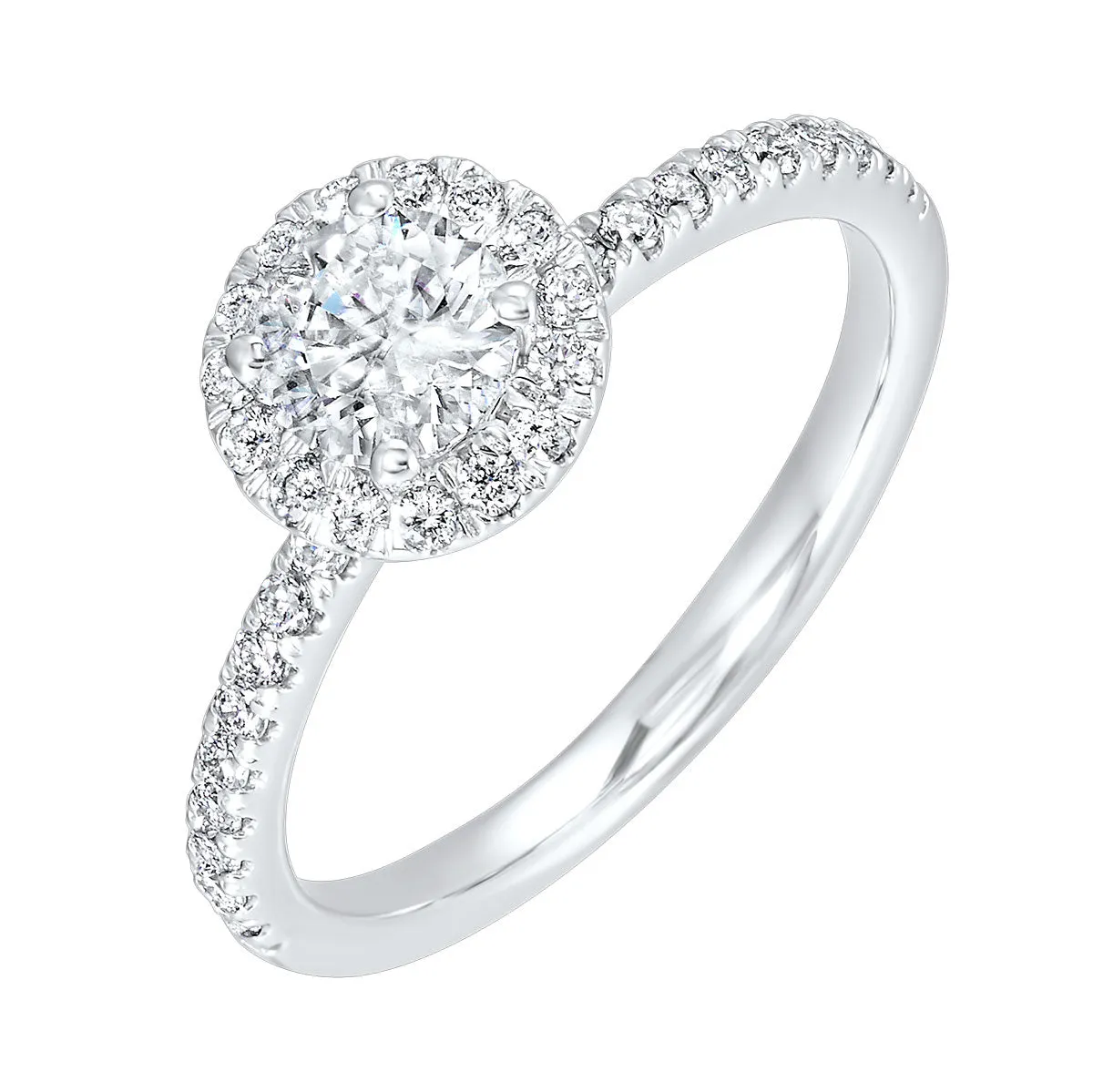 Lab Created Diamond Engagement Ring with Round Halo