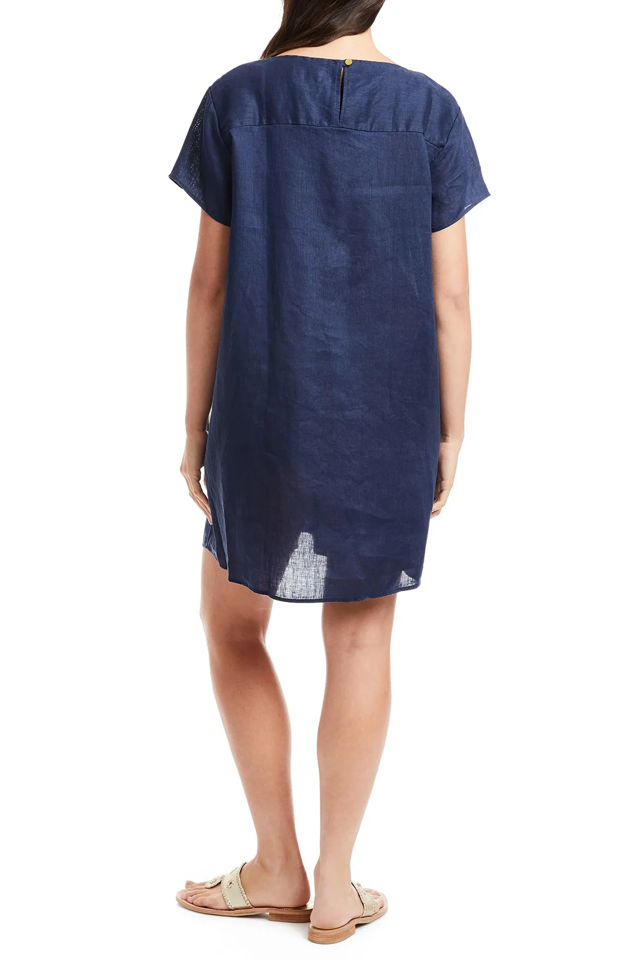 Ladies Oceanique Dress Navy Linen