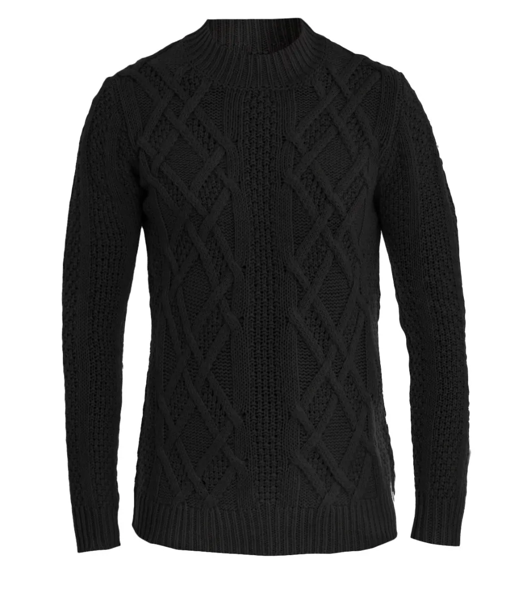 Maglioncino Uomo Maglia Girocollo Pullover Maglione Nero Trecce GIOSAL-M1867A