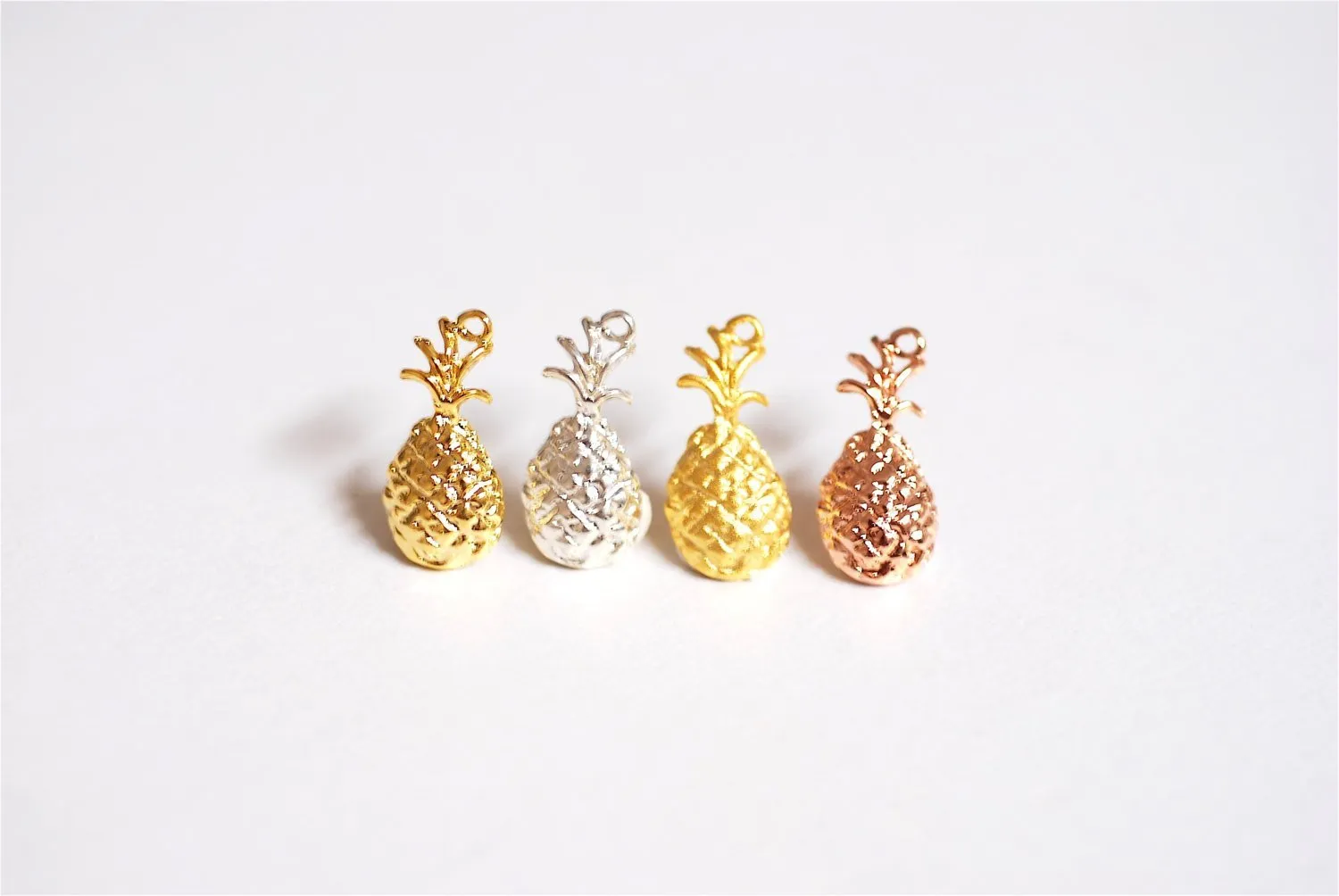 Matte Vermeil Gold Pineapple Charm Pendant- 18k gold plated over Sterling Silver, Hawaiian Pineapple Pendant, Pineapple Charm, Fruit, 275