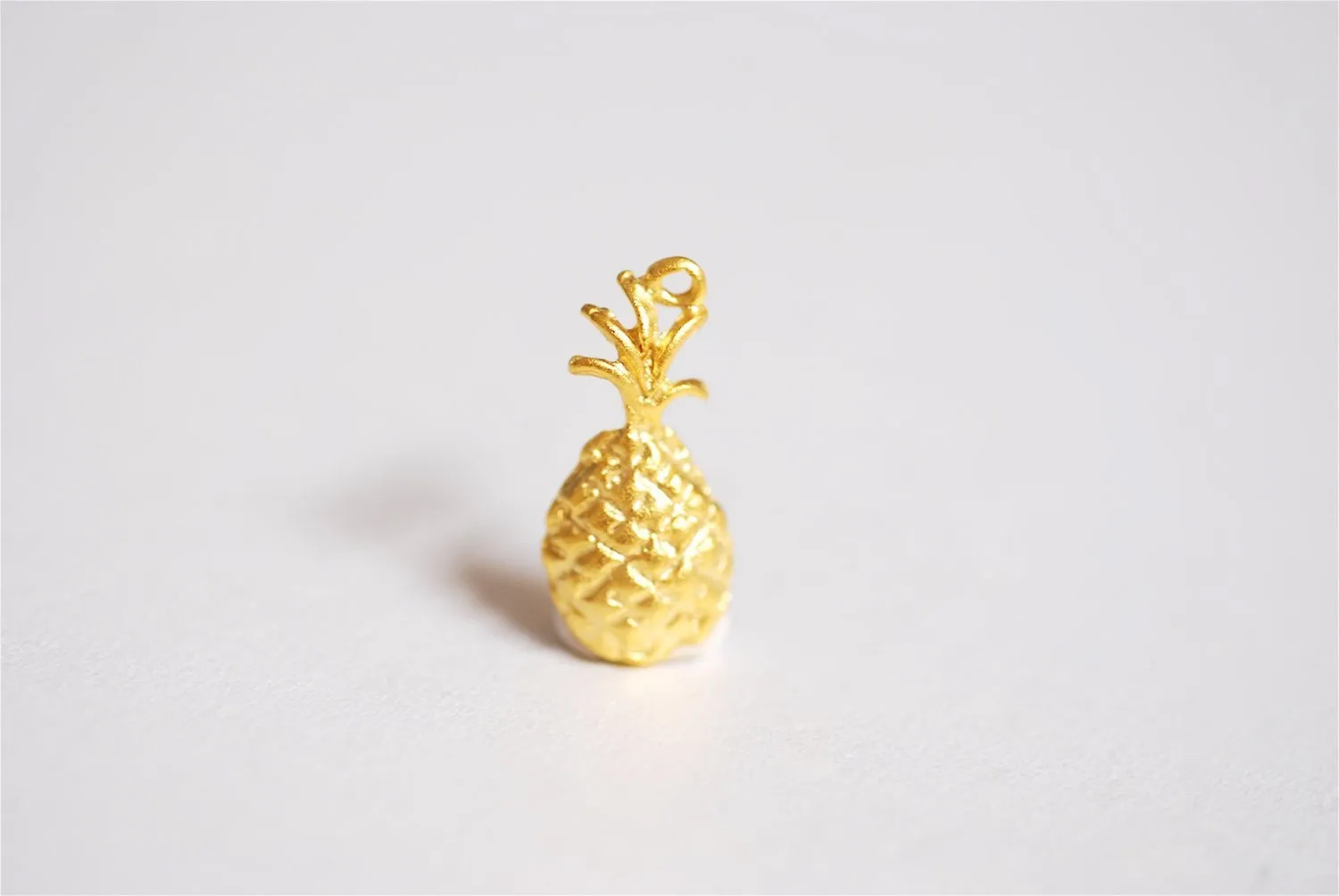 Matte Vermeil Gold Pineapple Charm Pendant- 18k gold plated over Sterling Silver, Hawaiian Pineapple Pendant, Pineapple Charm, Fruit, 275