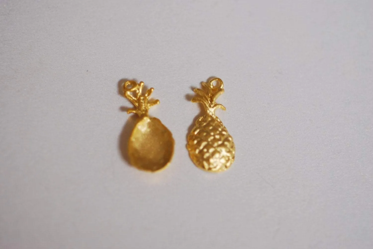 Matte Vermeil Gold Pineapple Charm Pendant- 18k gold plated over Sterling Silver, Hawaiian Pineapple Pendant, Pineapple Charm, Fruit, 275