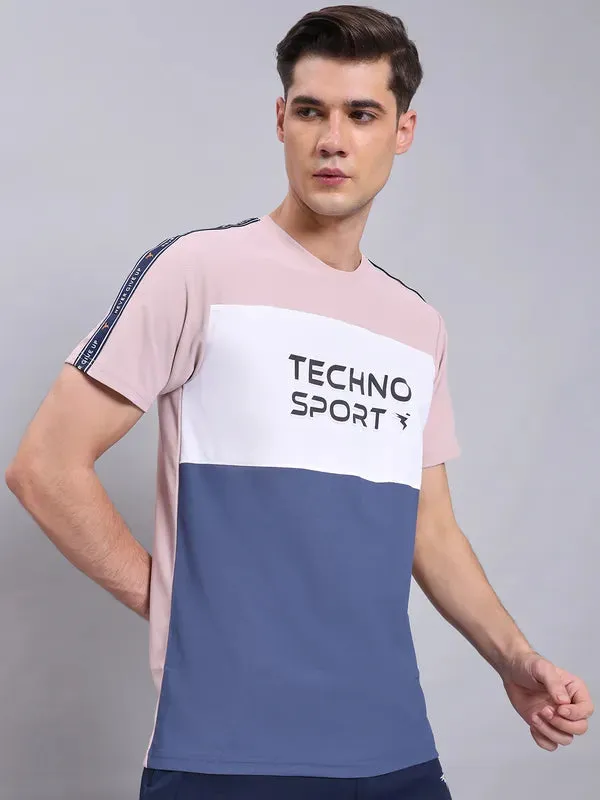 Men Colorblock Slim Fit Crew Neck T-shirt with MATPIQ