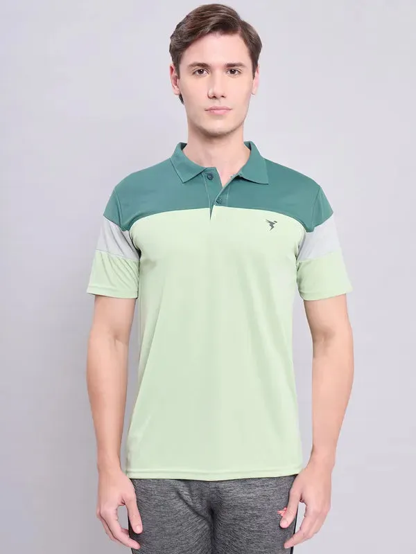 Men Colorblock Slim Fit Polo T-shirt with TECHNO COOL 