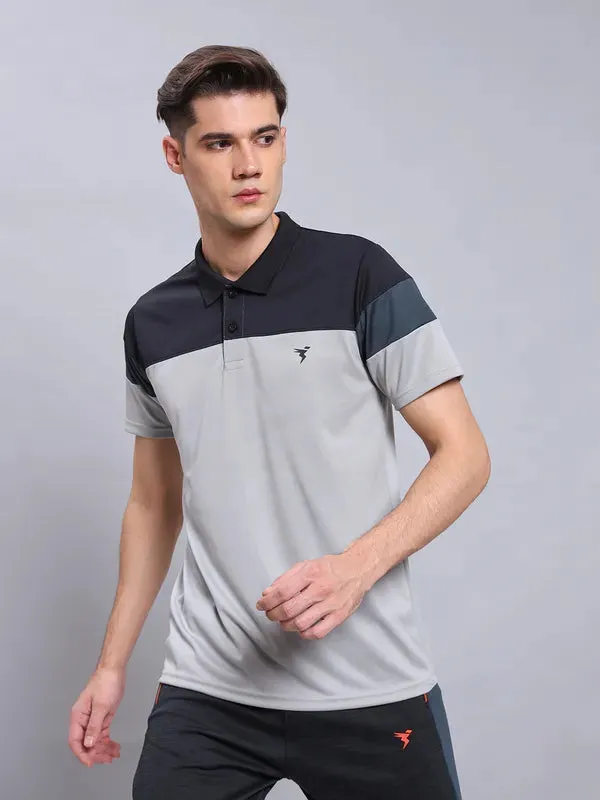 Men Colorblock Slim Fit Polo T-shirt with TECHNO COOL 