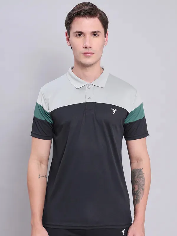 Men Colorblock Slim Fit Polo T-shirt with TECHNO COOL 