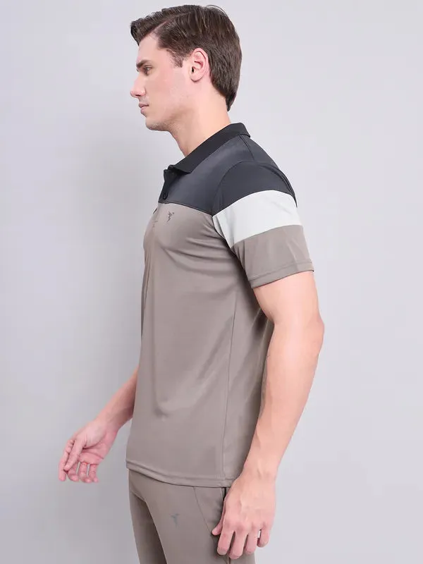 Men Colorblock Slim Fit Polo T-shirt with TECHNO COOL 