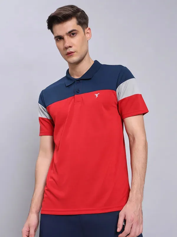 Men Colorblock Slim Fit Polo T-shirt with TECHNO COOL 