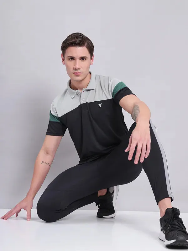 Men Colorblock Slim Fit Polo T-shirt with TECHNO COOL 