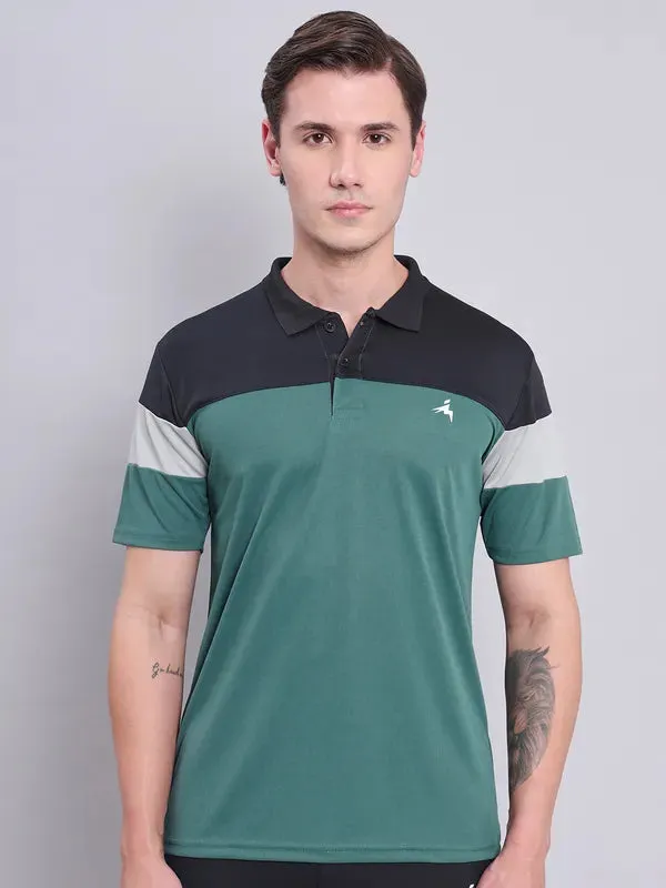 Men Colorblock Slim Fit Polo T-shirt with TECHNO COOL 