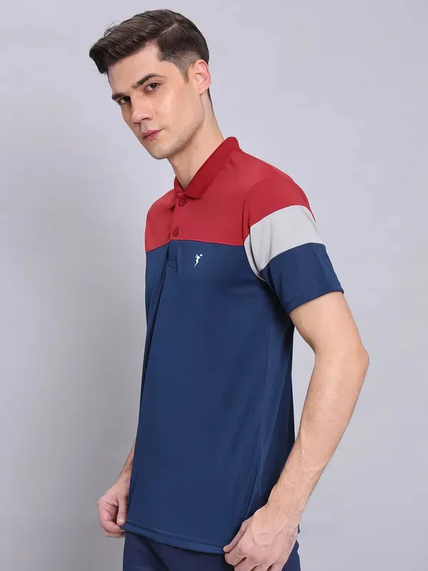 Men Colorblock Slim Fit Polo T-shirt with TECHNO COOL 