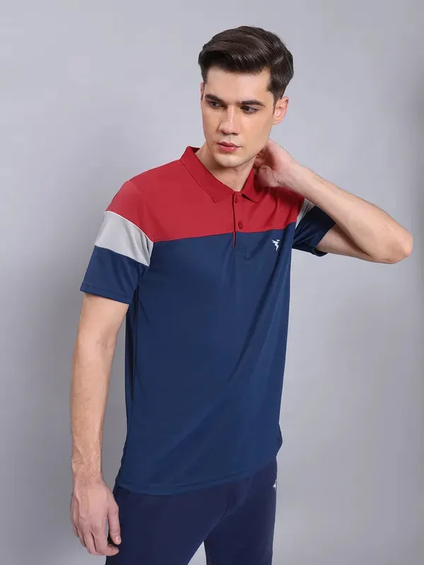 Men Colorblock Slim Fit Polo T-shirt with TECHNO COOL 