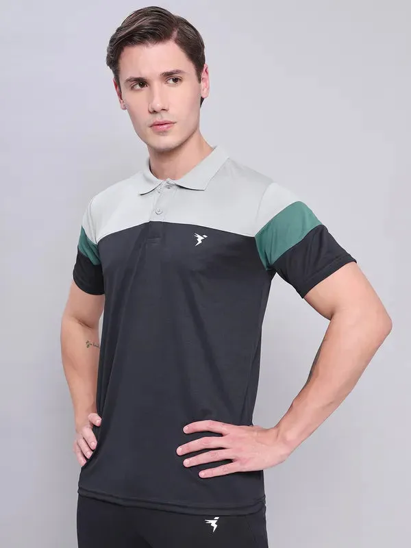 Men Colorblock Slim Fit Polo T-shirt with TECHNO COOL 