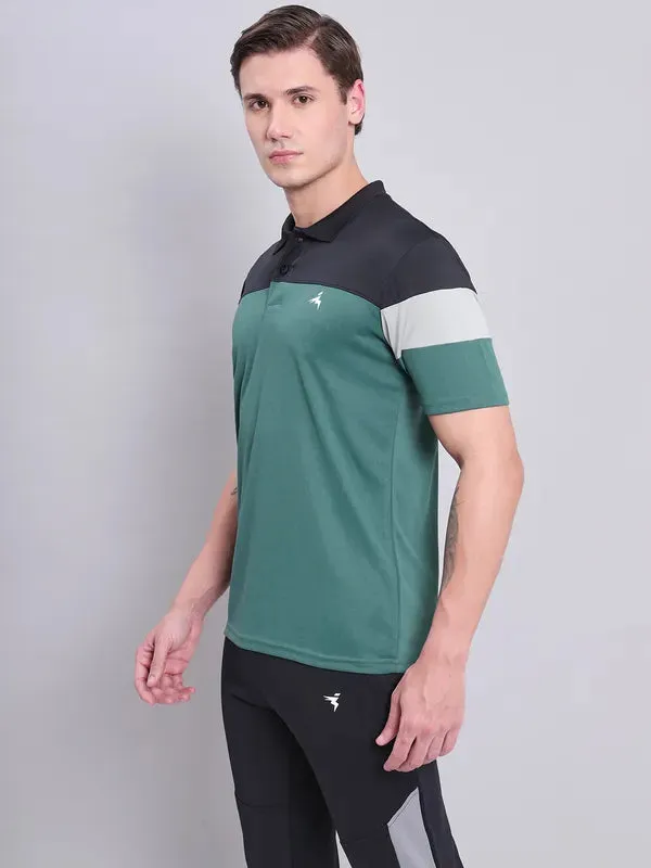 Men Colorblock Slim Fit Polo T-shirt with TECHNO COOL 