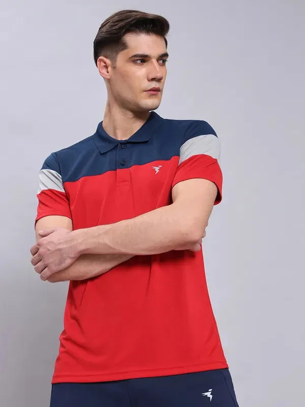 Men Colorblock Slim Fit Polo T-shirt with TECHNO COOL 