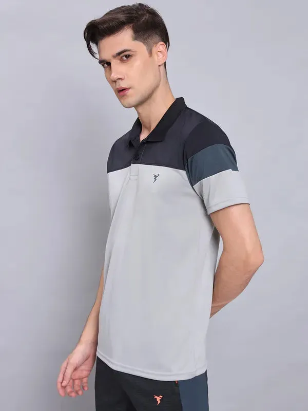 Men Colorblock Slim Fit Polo T-shirt with TECHNO COOL 