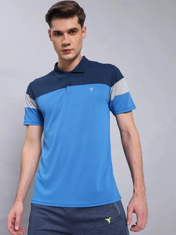 Men Colorblock Slim Fit Polo T-shirt with TECHNO COOL 