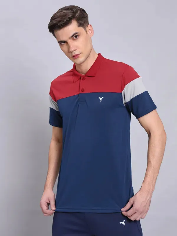 Men Colorblock Slim Fit Polo T-shirt with TECHNO COOL 