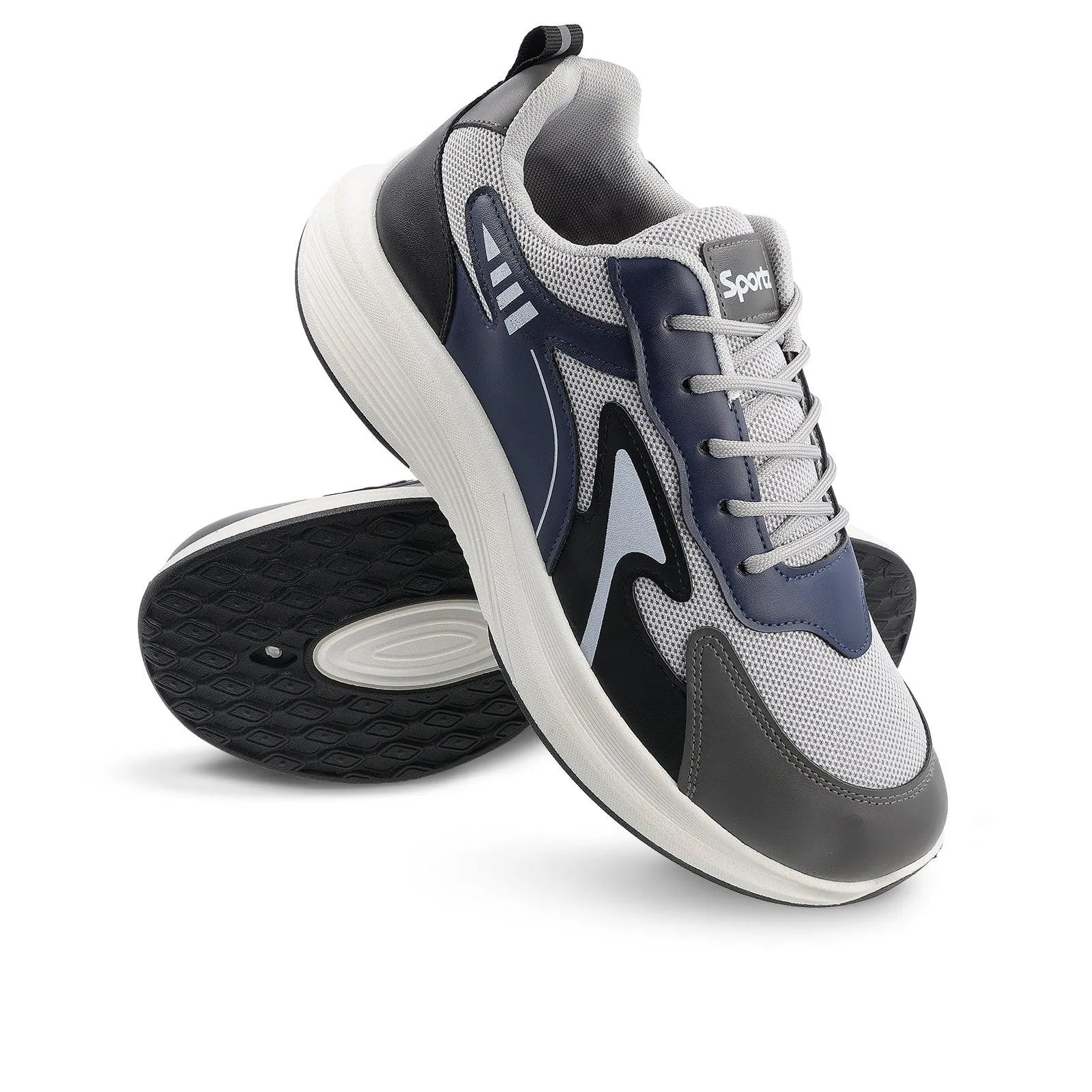 Men's Lace-up Casual Shoes - WS97538 Navy Blue Grey