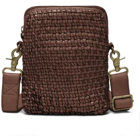 Mobile bag decorated with weaving / 15806 - Brown