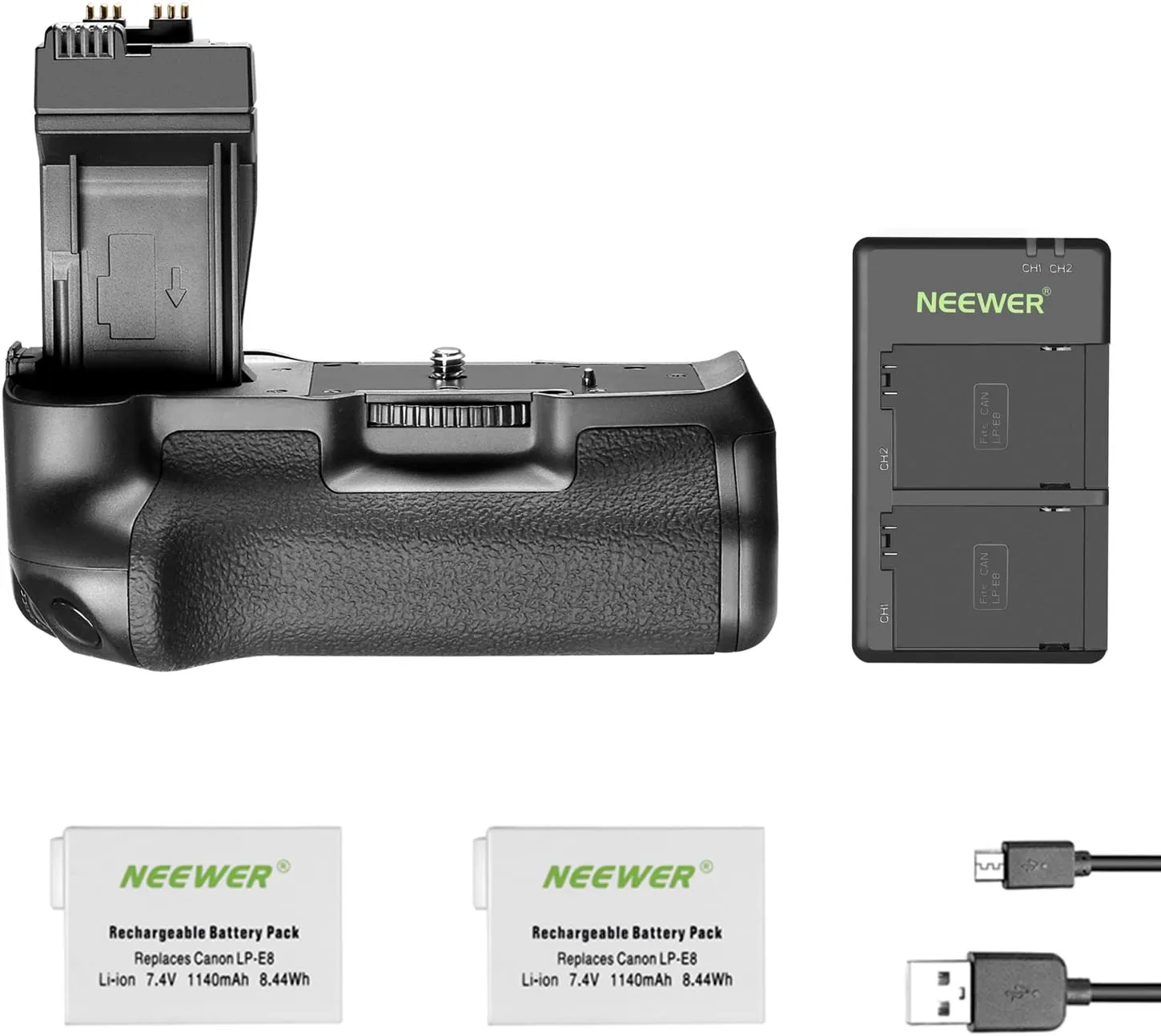 NEEWER BG-E8 Replacement Battery Grip for Canon EOS 550D 600D 650D 700D Rebel T2i T3i T4i T5i