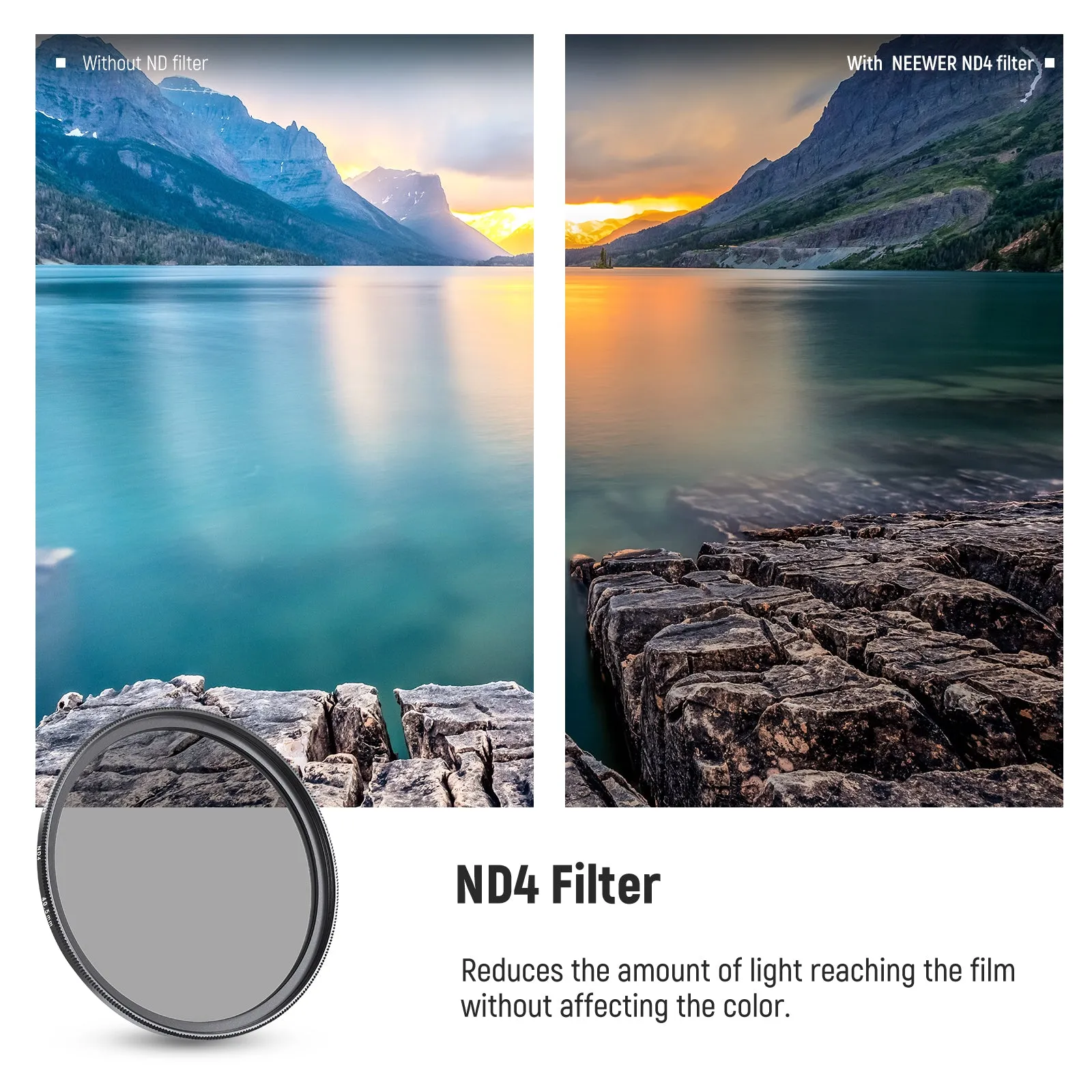 NEEWER Lens Filter Kit UV Filter CPL Filter ND4 Filter Filter