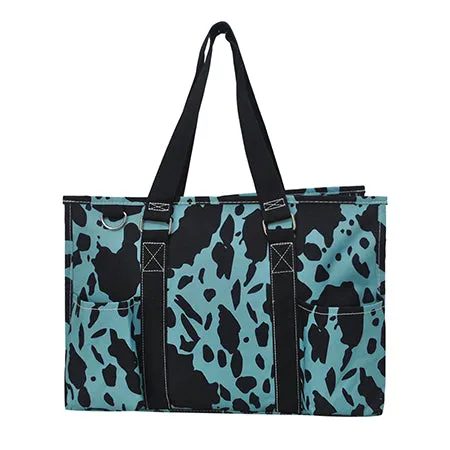 Neon Cow Turquoise NGIL Zippered Caddy Organizer Tote Bag