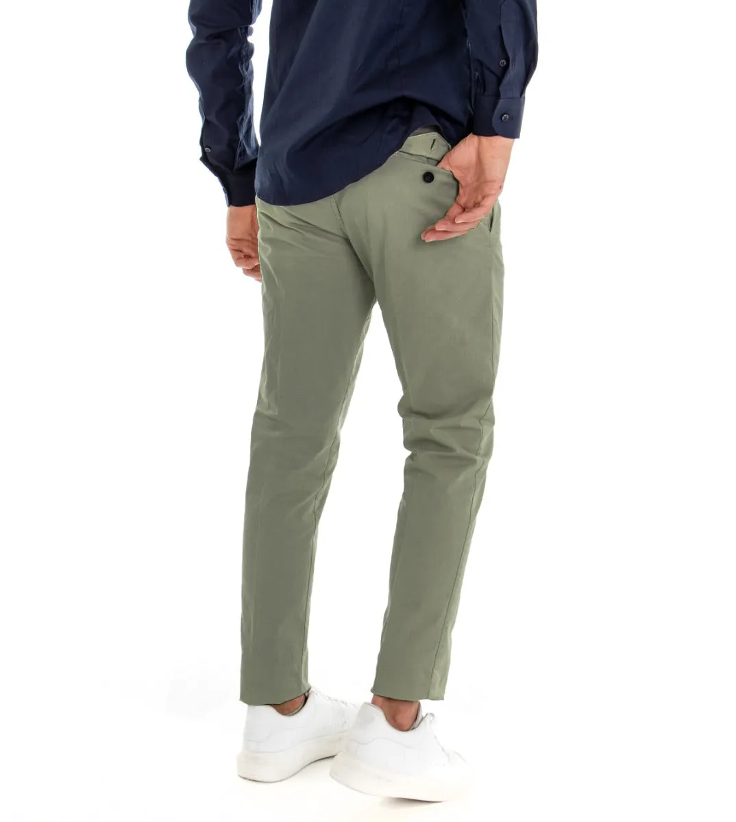 Pantaloni Uomo Tasca America Con Pinces Classico Tinta Unita Verde GIOSAL-P2962A