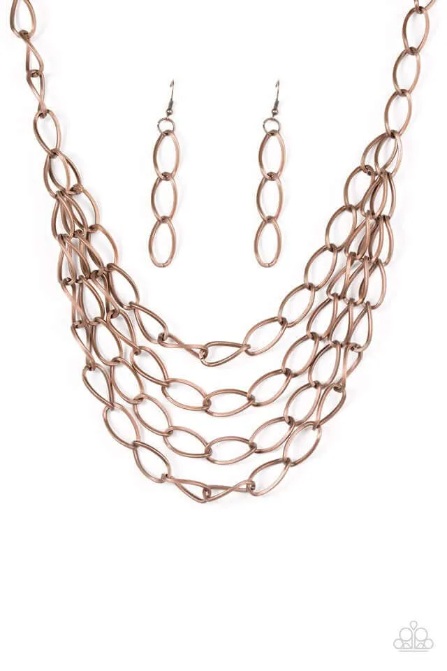 Paparazzi Accessories  - Chain Reaction #L120 - Copper Necklace