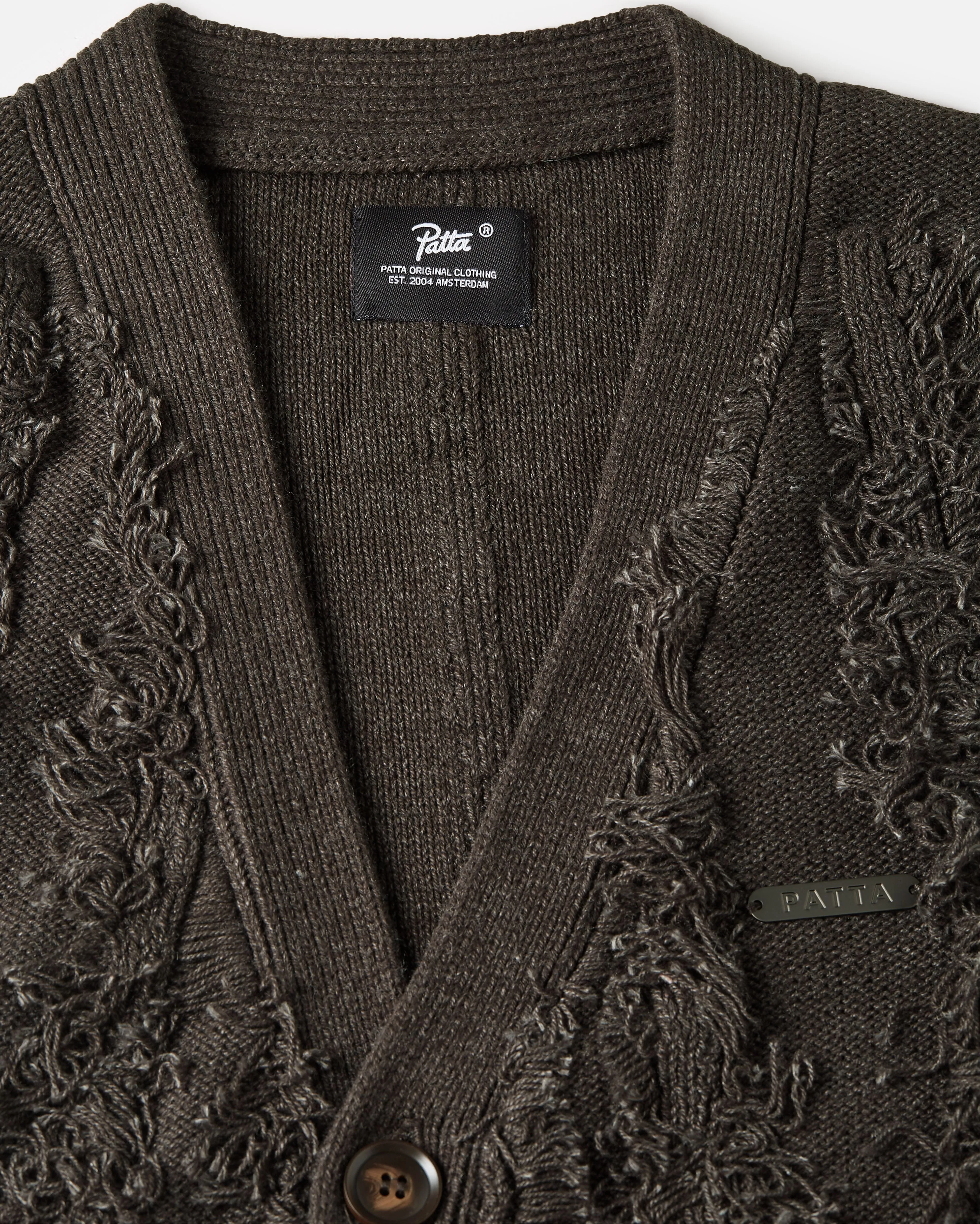 Patta Fringed Knitted Cardigan (Moonless Night)