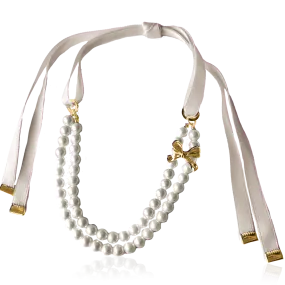 PEARL BOW HALSBAND Naturvit